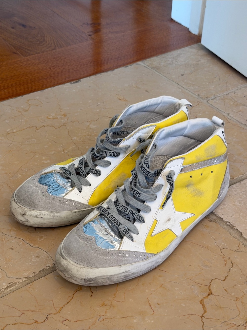 Golden Goose HIGH TOP Silver, Yellow Sneakers size 42